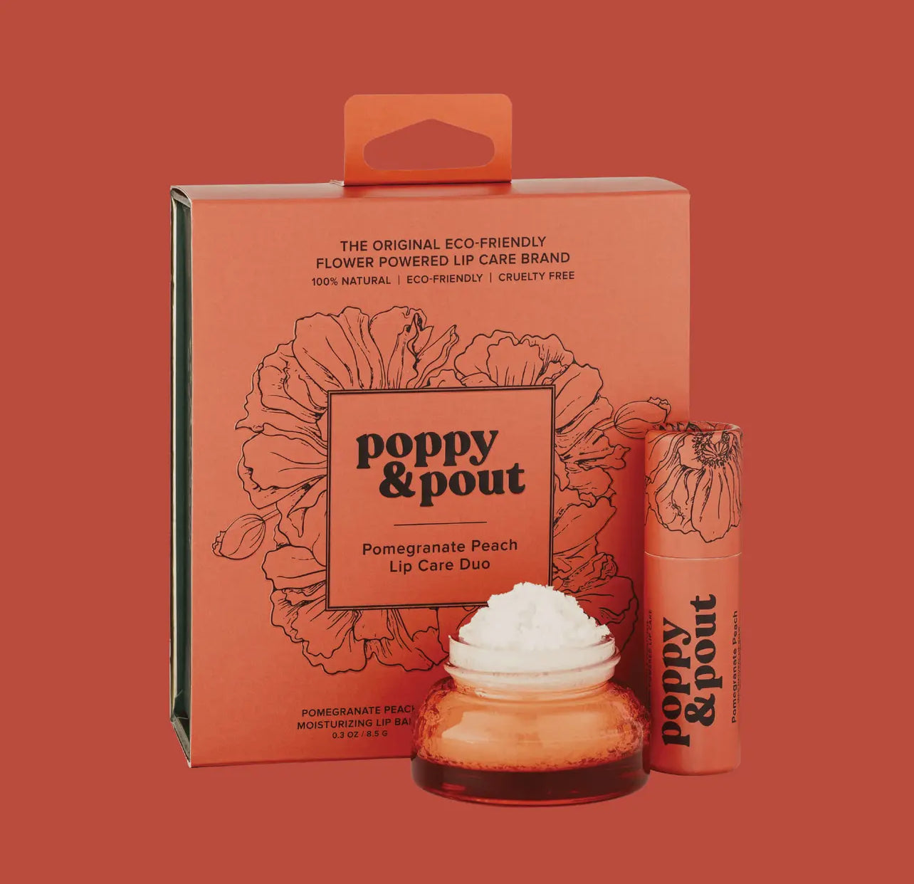 Poppy & Pout Lip Care duo, Pomegranate Peach